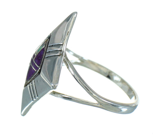 Southwestern Magenta Turquoise Opal Silver Ring Size 7 QX81465